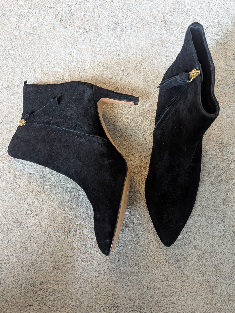 Boden Size 40 Black Suede‎ Pointed Toe Stiletto Ankle Boots Side Zip